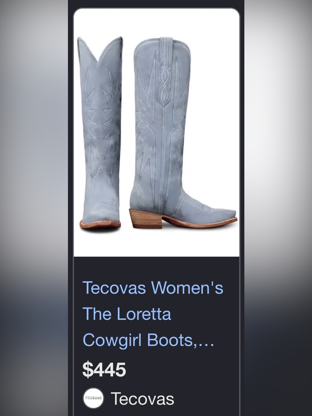 Tecovas Light Blue Women's Tall Western Boots